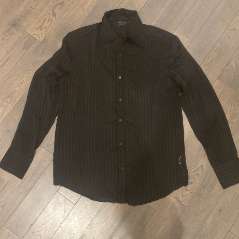 ASOS Black Striped Sheer Buttondown sz L